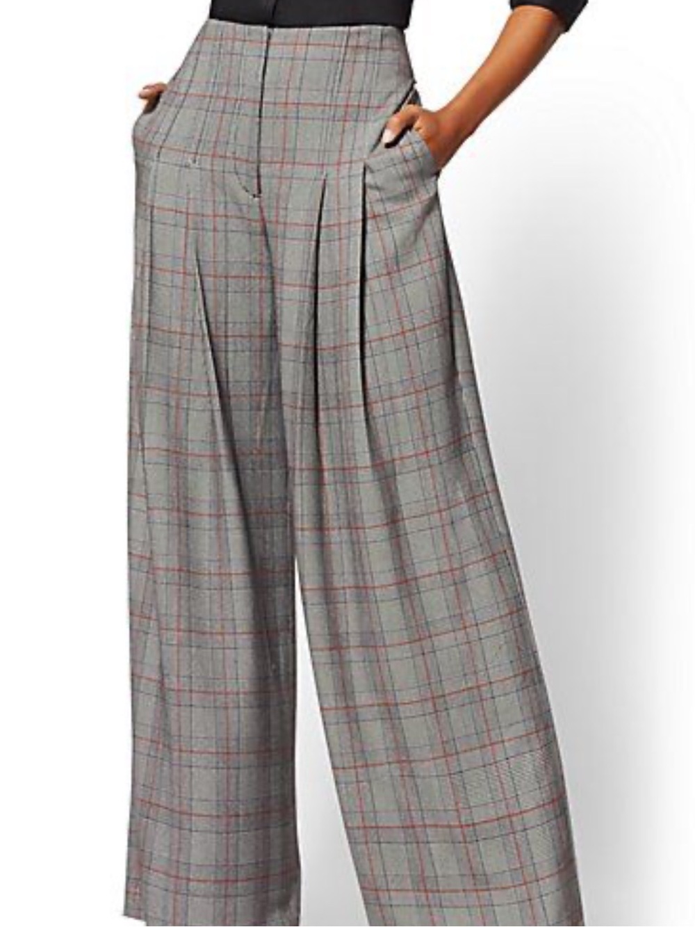 7th Avenue by New York & Co high waist wide leg pleated trousers size 14